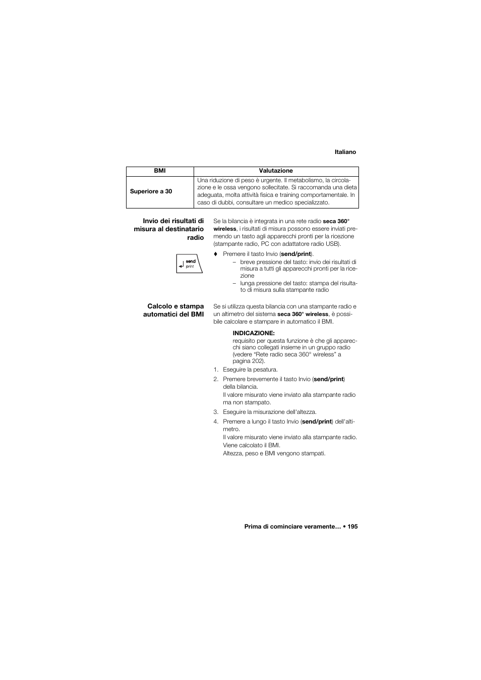 Calcolo e stampa automatici del bmi | Seca 685 User Manual | Page 195 / 385