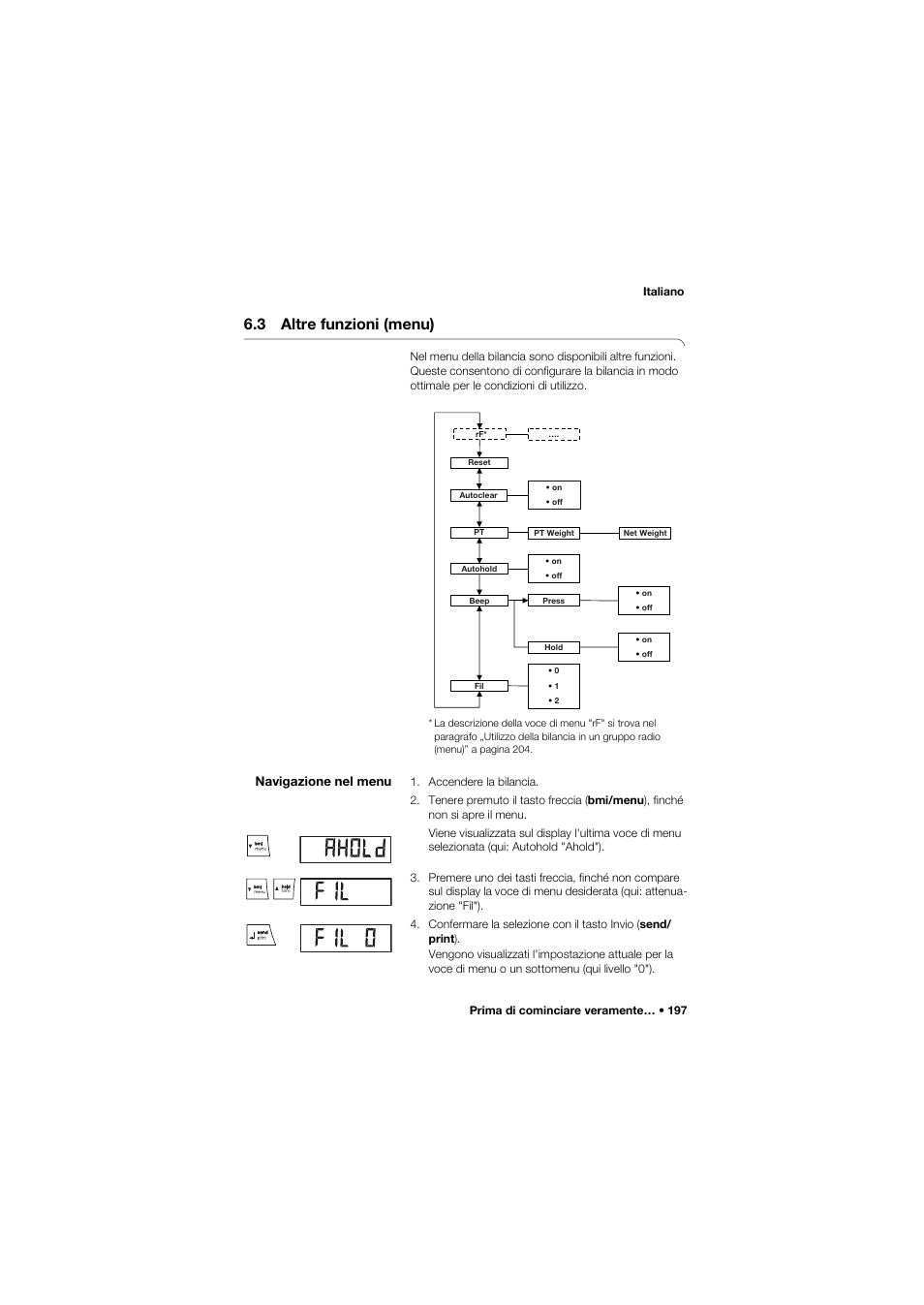 3 altre funzioni (menu), Navigazione nel menu | Seca 685 User Manual | Page 197 / 385