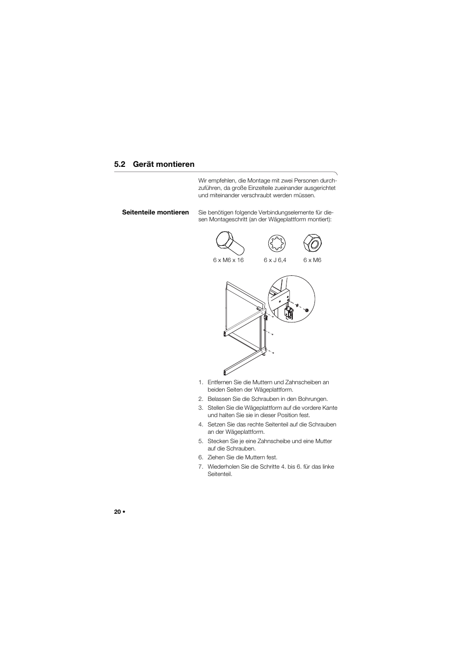 2 gerät montieren, Seitenteile montieren | Seca 685 User Manual | Page 20 / 385