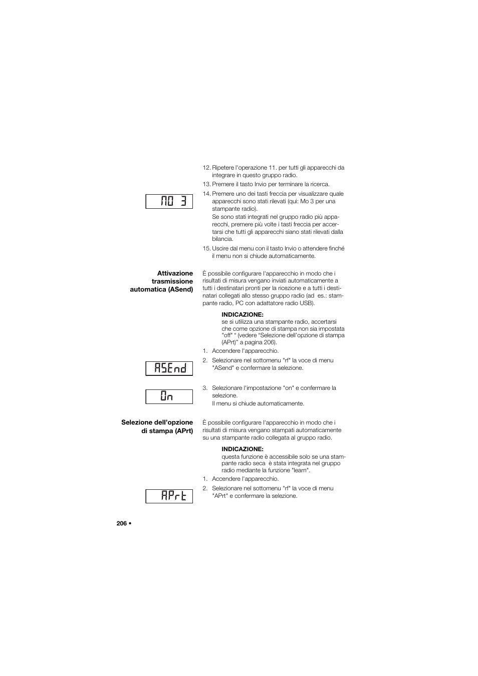 Attivazione trasmissione automatica (asend), Selezione dell’opzione di stampa (aprt) | Seca 685 User Manual | Page 206 / 385
