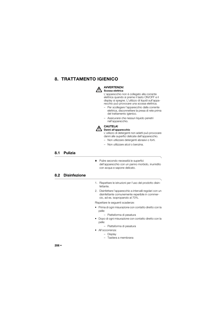 Trattamento igienico, 1 pulizia, 2 disinfezione | Seca 685 User Manual | Page 208 / 385
