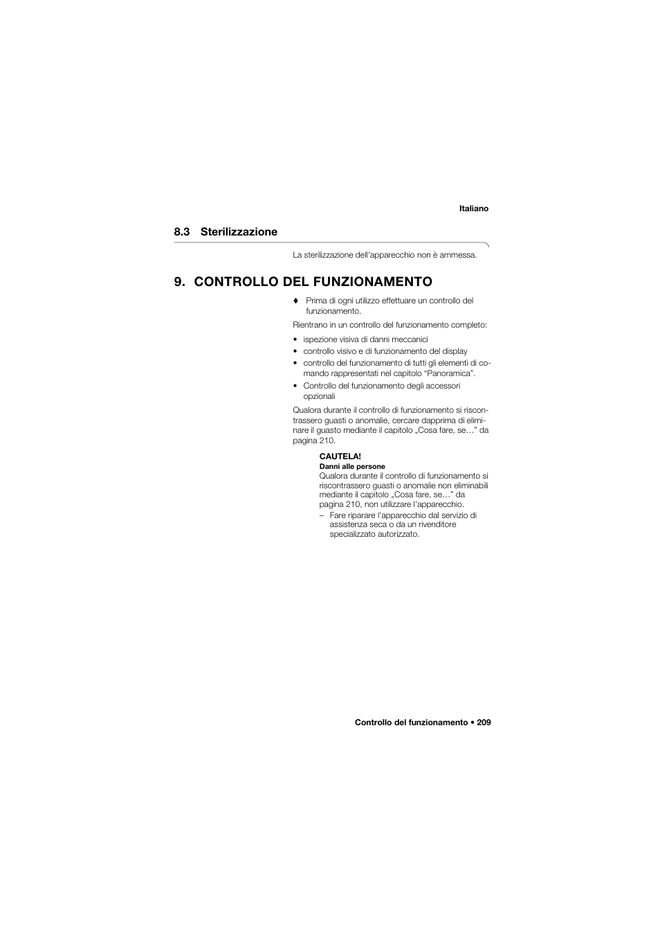 3 sterilizzazione, Controllo del funzionamento | Seca 685 User Manual | Page 209 / 385