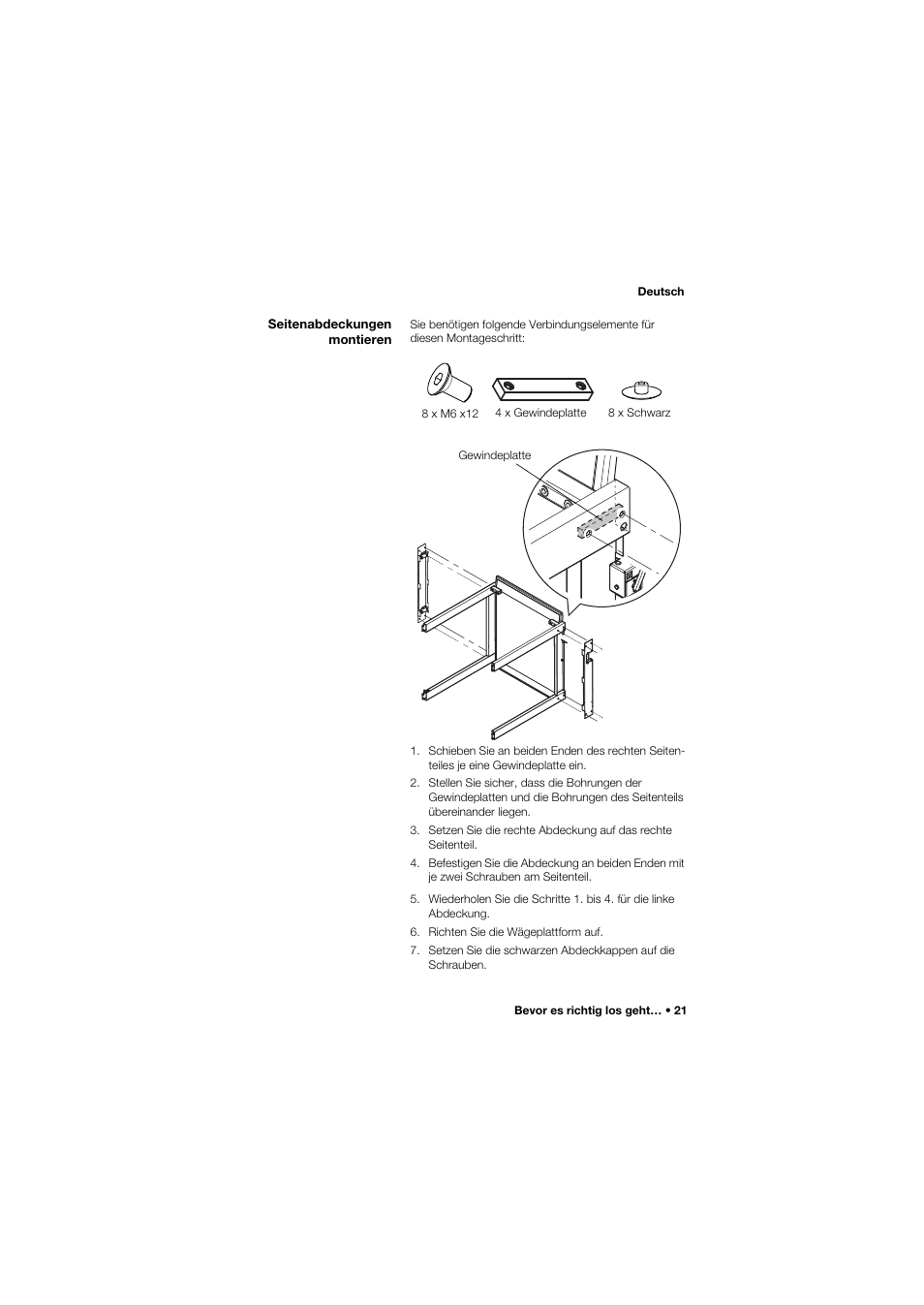 Seitenabdeckungen montieren | Seca 685 User Manual | Page 21 / 385
