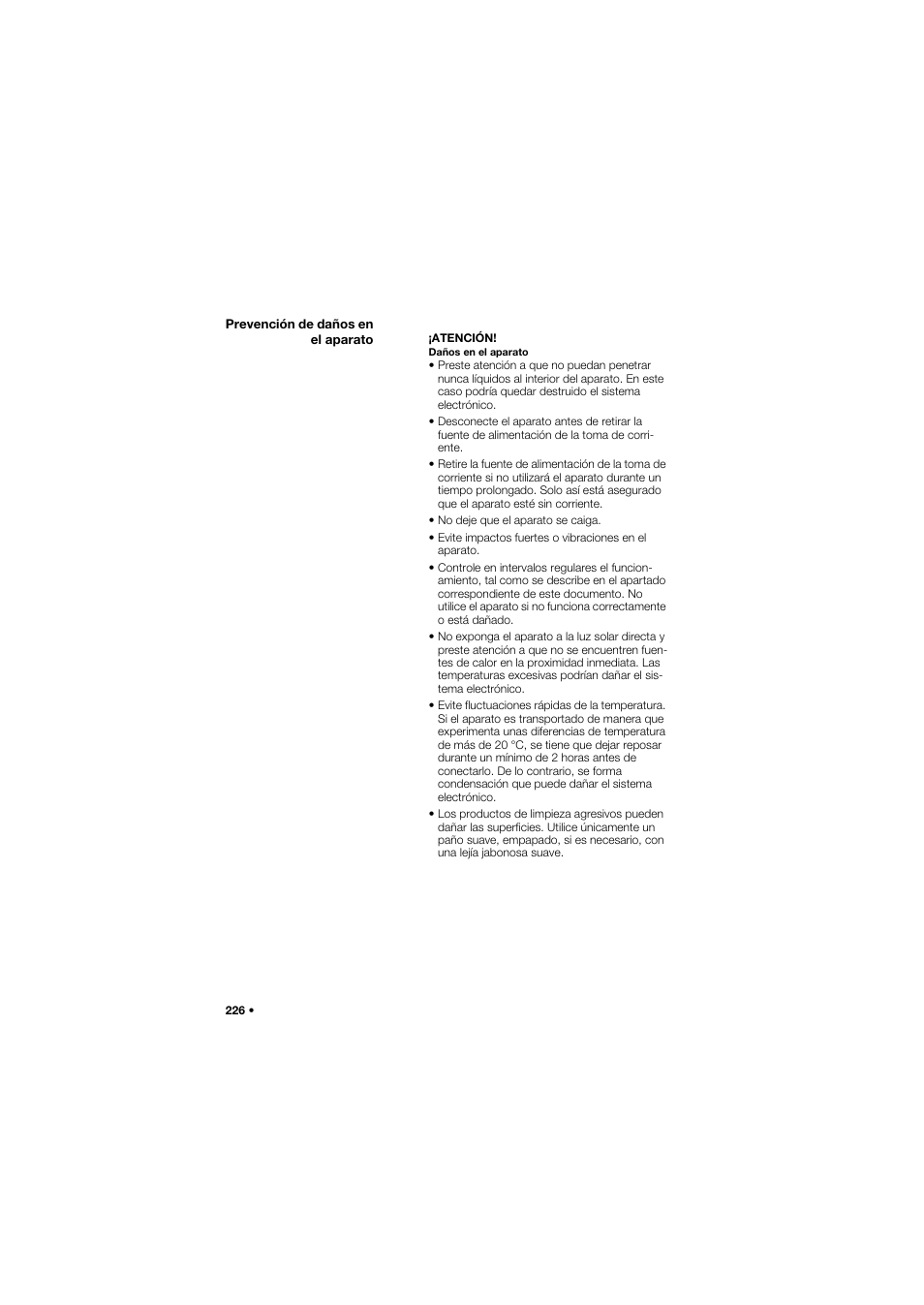 Prevención de daños en el aparato | Seca 685 User Manual | Page 226 / 385