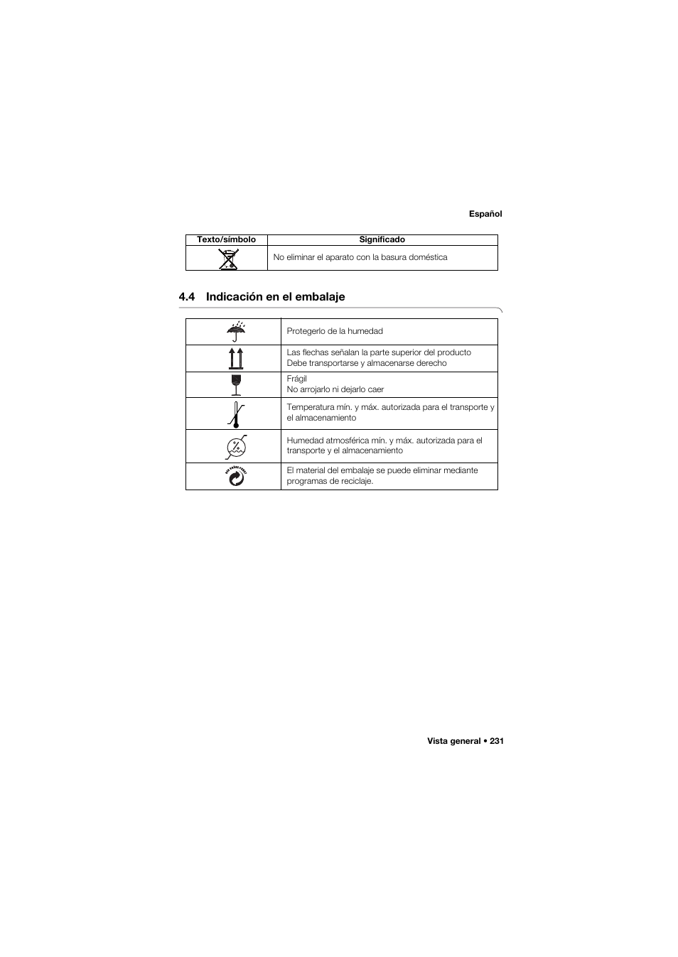 4 indicación en el embalaje | Seca 685 User Manual | Page 231 / 385