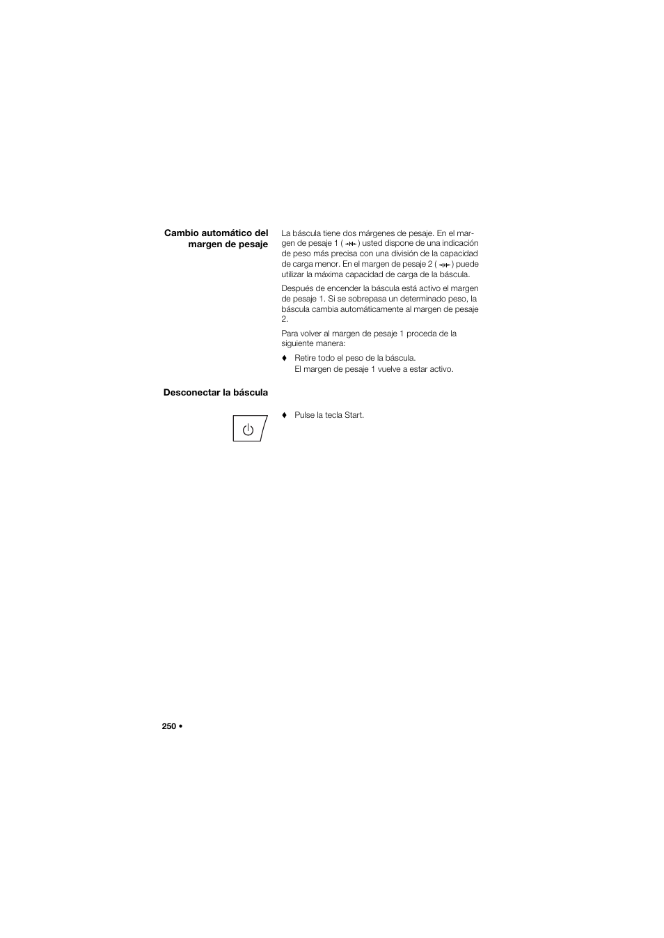 Cambio automático del margen de pesaje, Desconectar la báscula | Seca 685 User Manual | Page 250 / 385