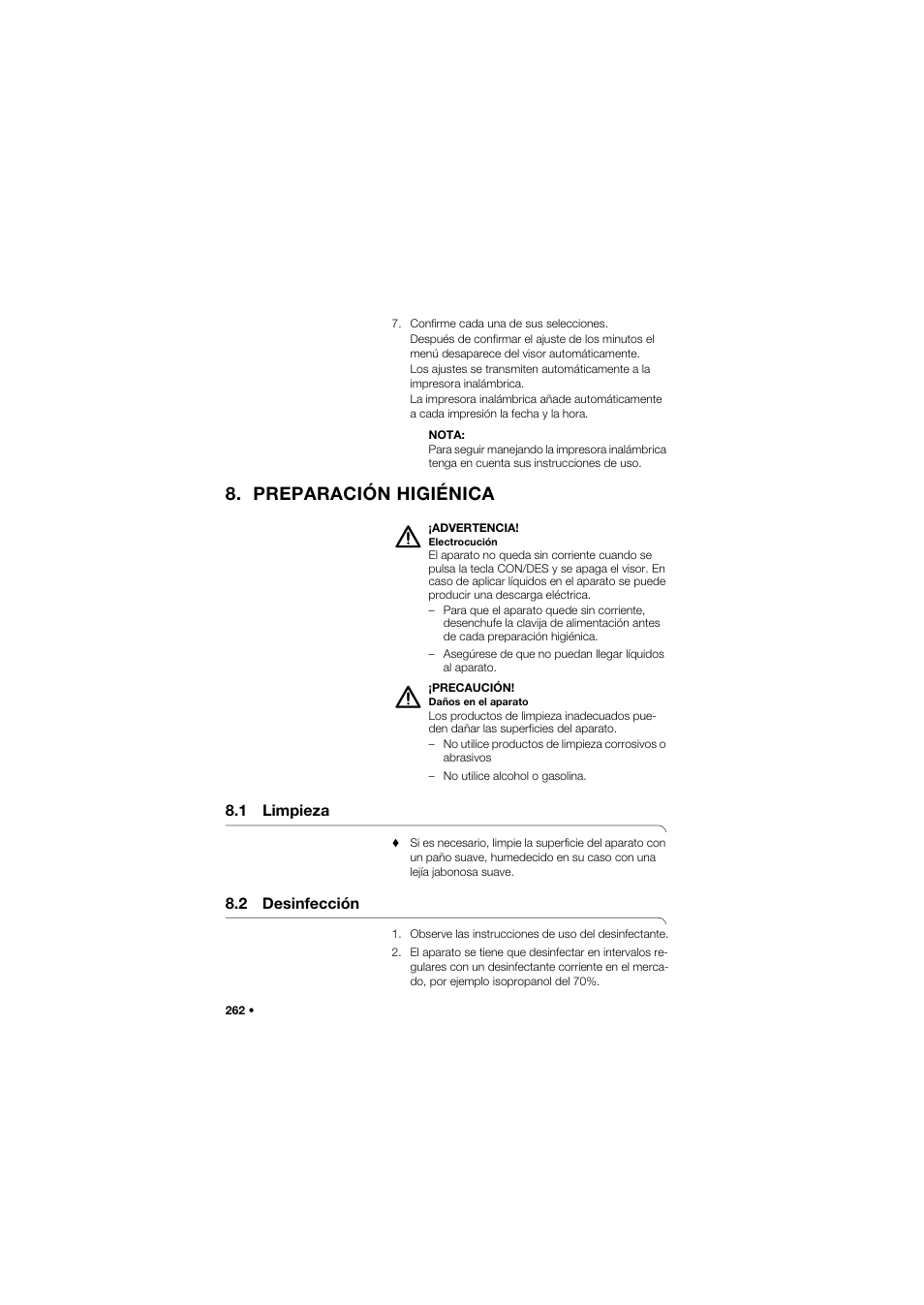 Preparación higiénica, 1 limpieza, 2 desinfección | Seca 685 User Manual | Page 262 / 385