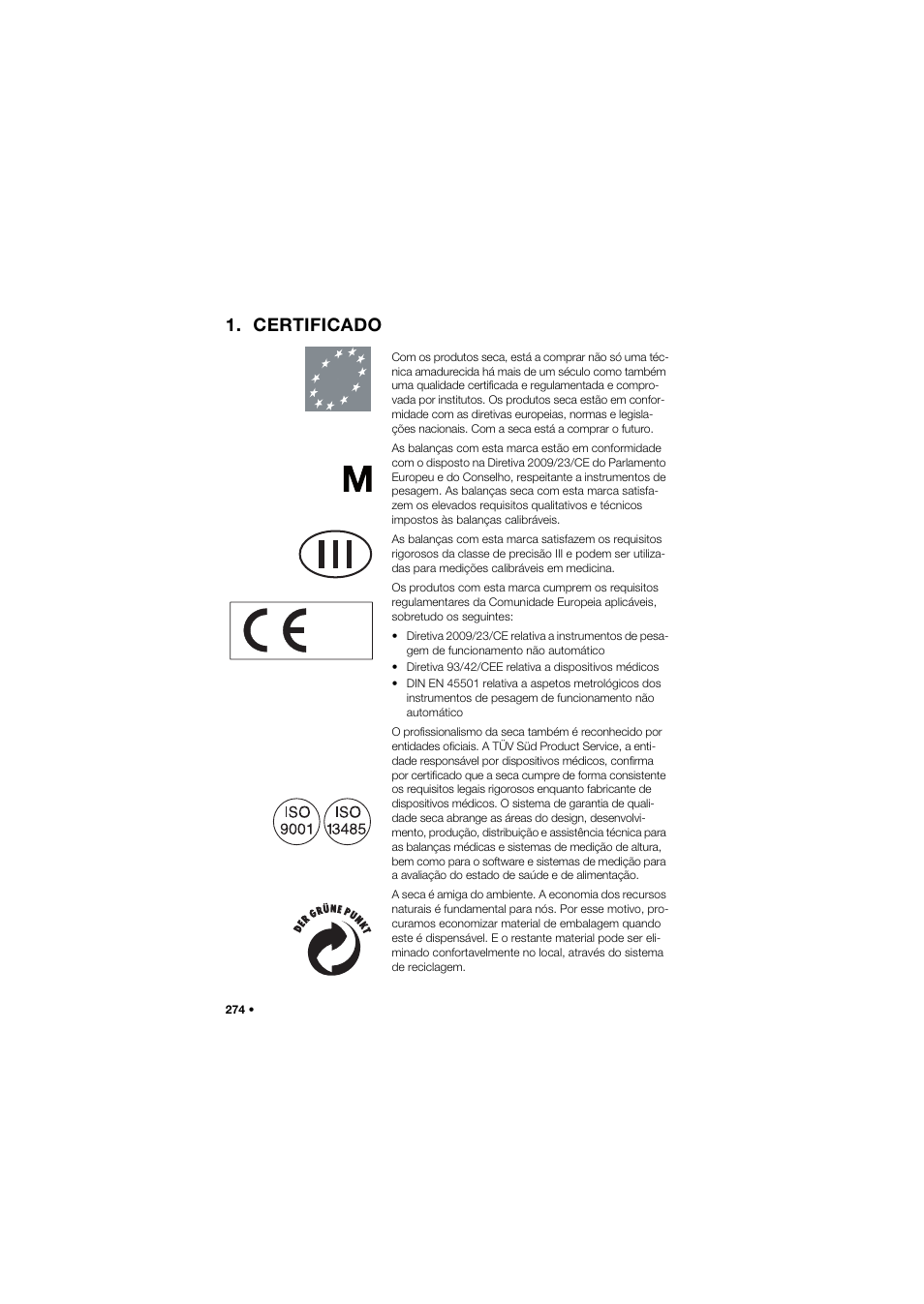Certificado | Seca 685 User Manual | Page 274 / 385