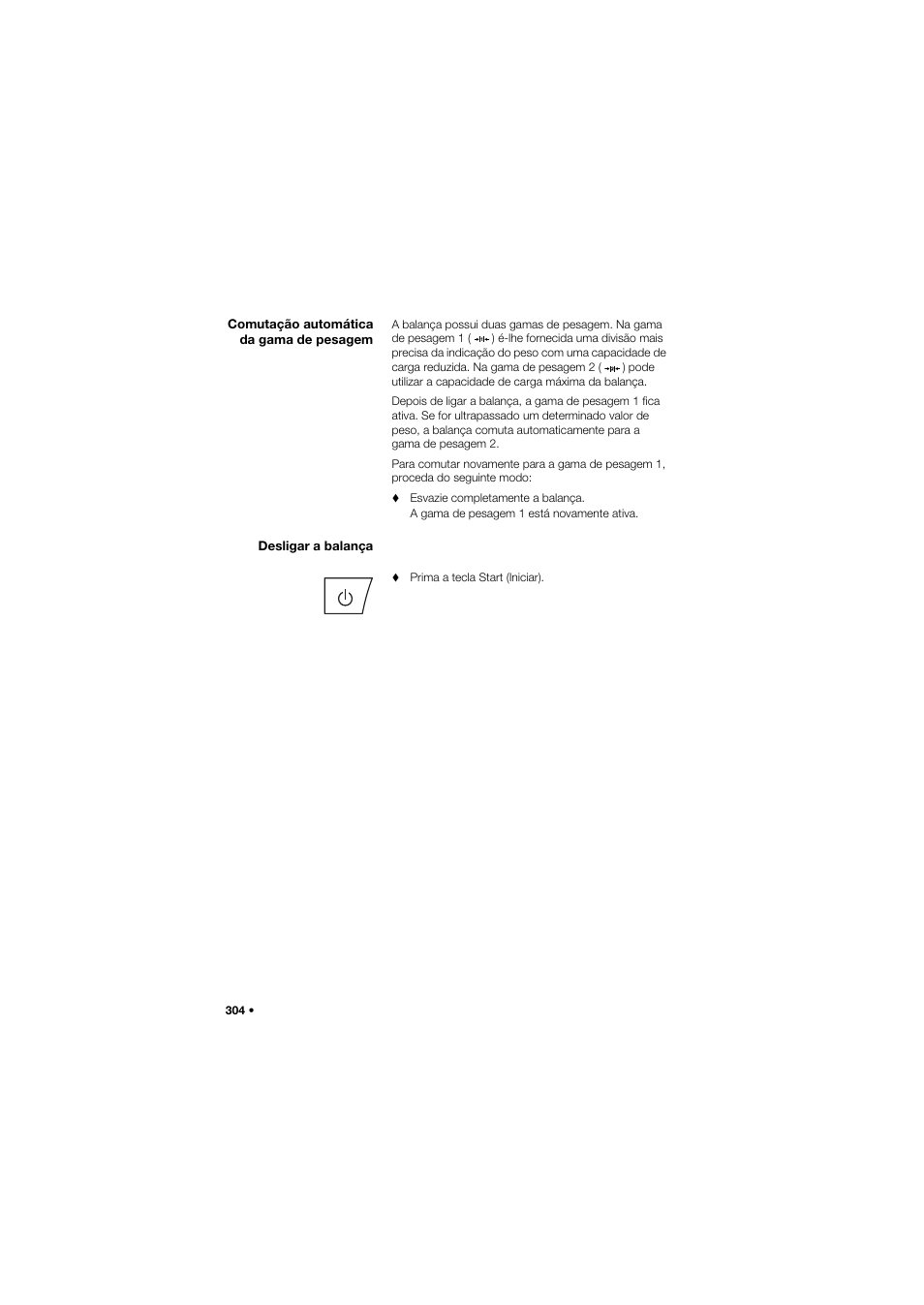 Comutação automática da gama de pesagem, Desligar a balança | Seca 685 User Manual | Page 304 / 385