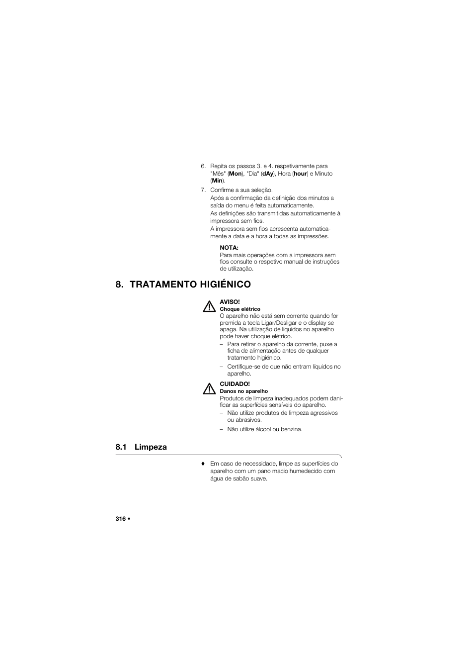 Tratamento higiénico, 1 limpeza | Seca 685 User Manual | Page 316 / 385