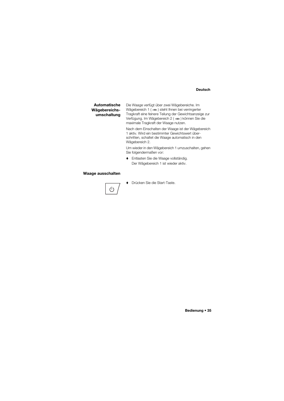 Automatische wägebereichs- umschaltung, Waage ausschalten | Seca 685 User Manual | Page 35 / 385