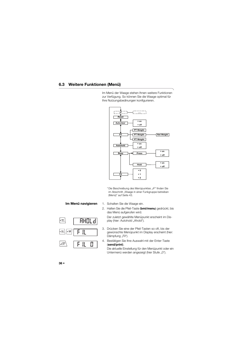3 weitere funktionen (menü), Im menü navigieren | Seca 685 User Manual | Page 36 / 385