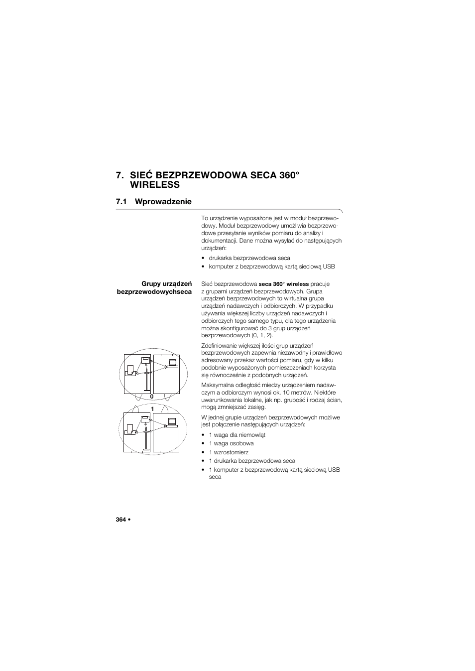 Sieć bezprzewodowa seca 360° wireless, 1 wprowadzenie, Grupy urządzeń bezprzewodowychseca | Seca 685 User Manual | Page 364 / 385
