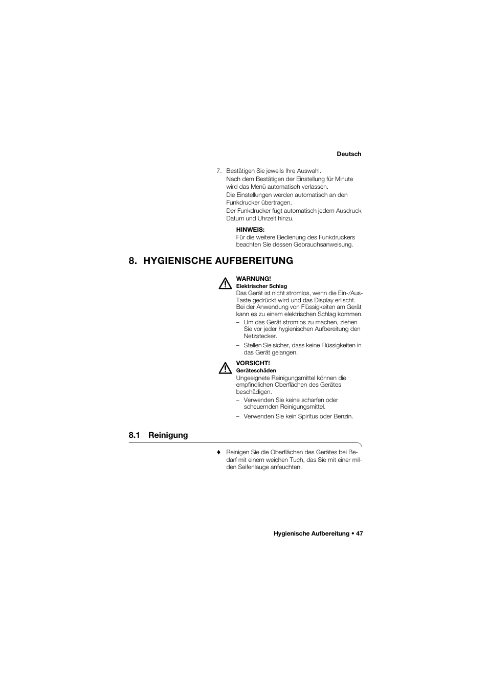 Hygienische aufbereitung, 1 reinigung | Seca 685 User Manual | Page 47 / 385