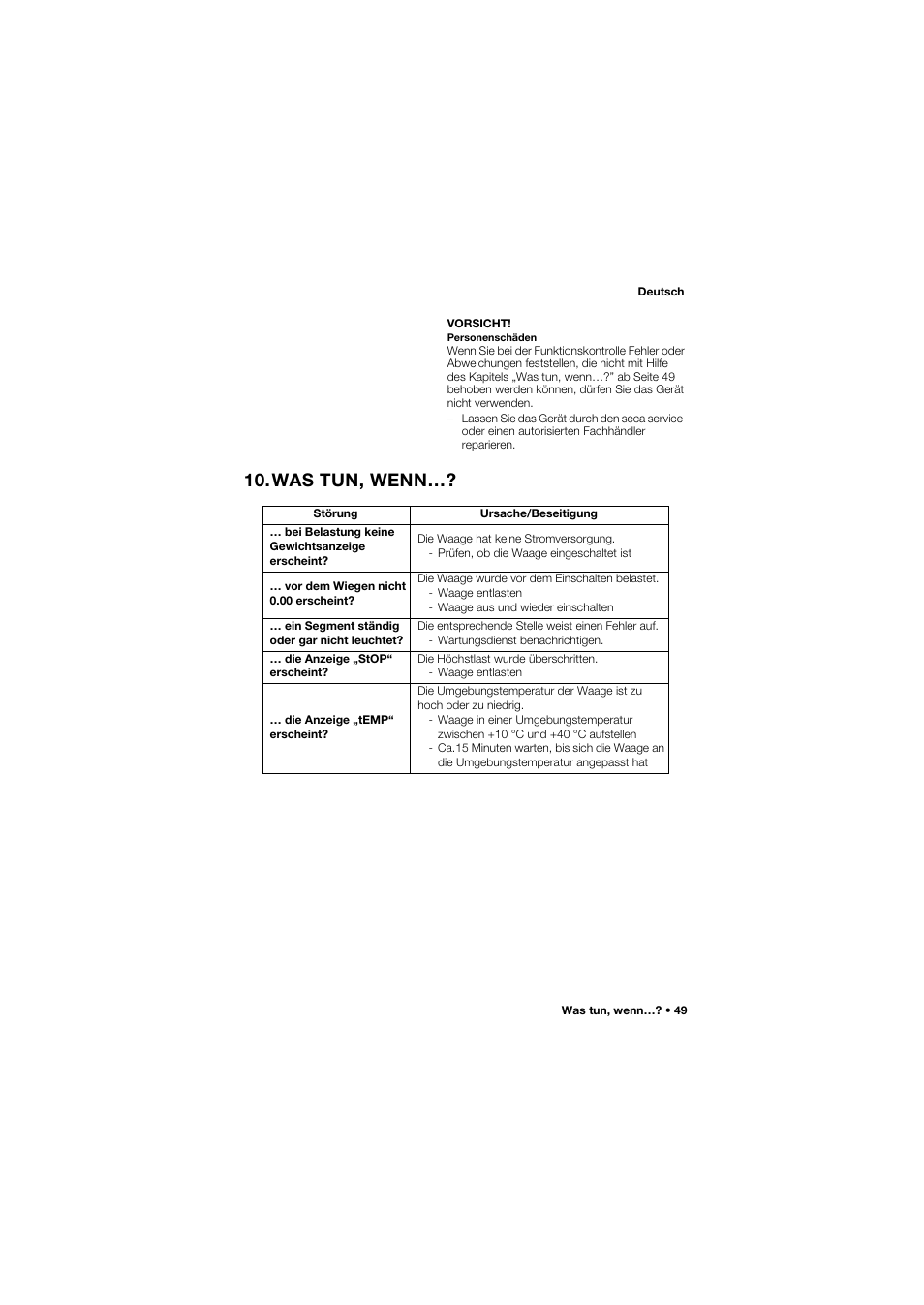 Was tun, wenn | Seca 685 User Manual | Page 49 / 385