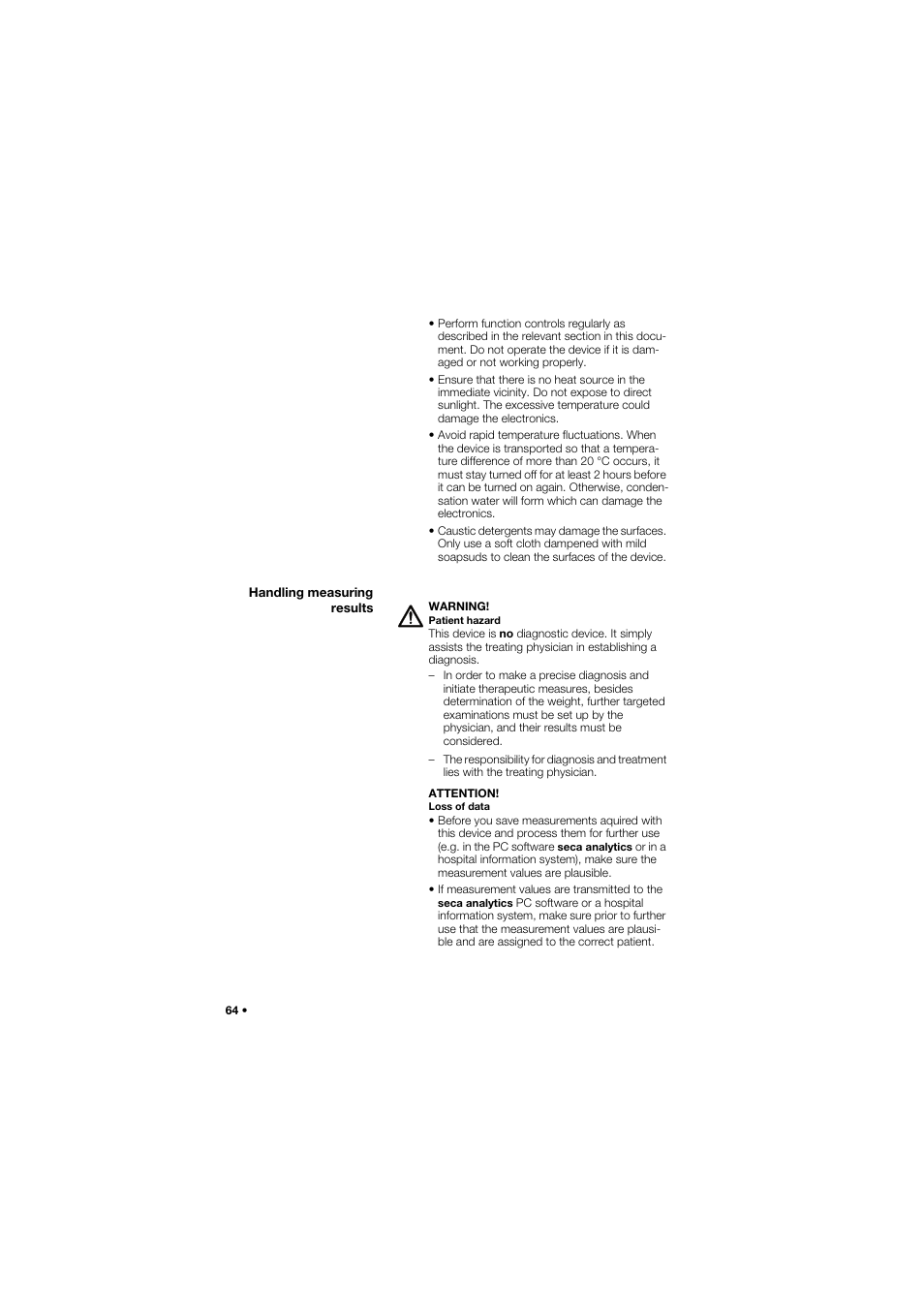 Handling measuring results | Seca 685 User Manual | Page 64 / 385