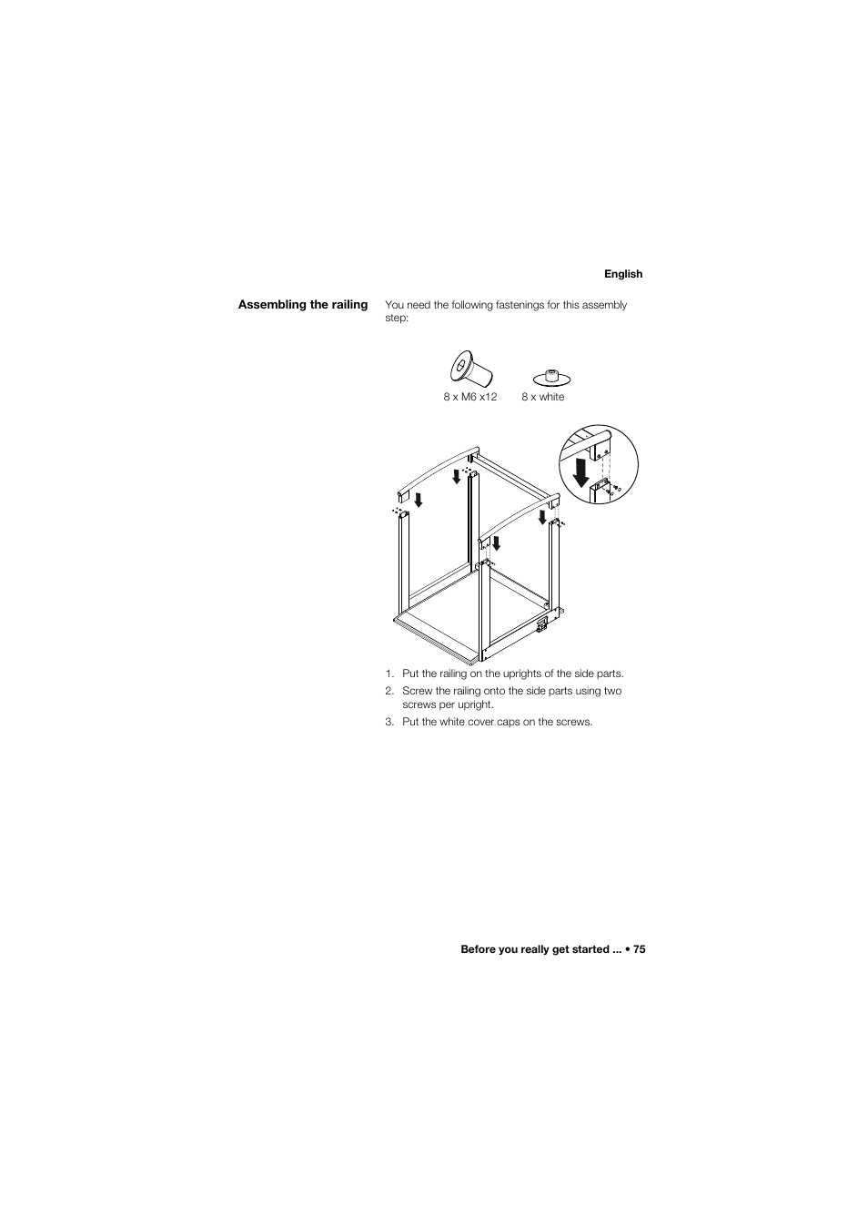 Assembling the railing | Seca 685 User Manual | Page 75 / 385