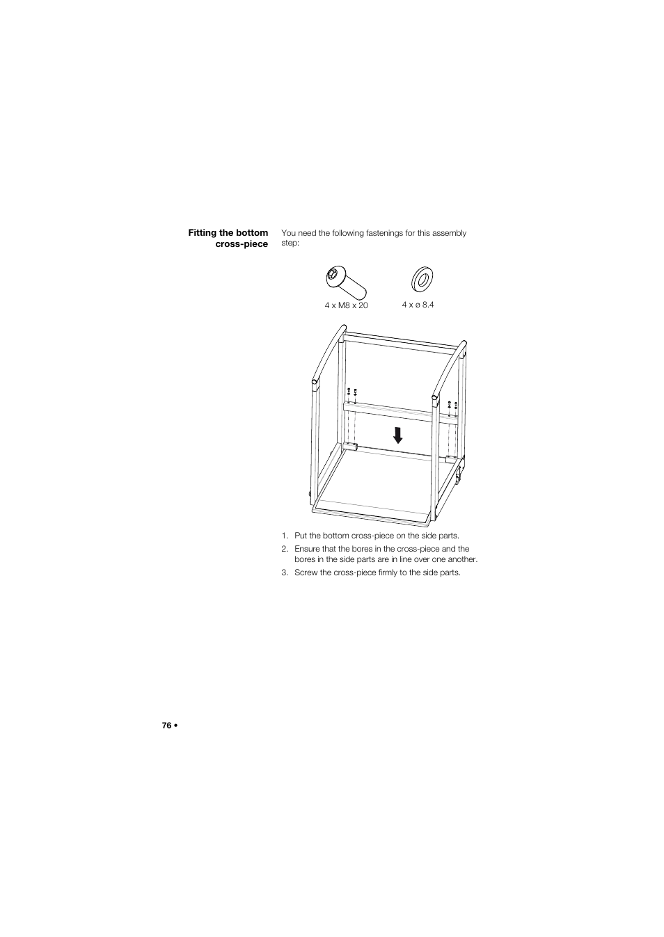 Fitting the bottom cross-piece | Seca 685 User Manual | Page 76 / 385