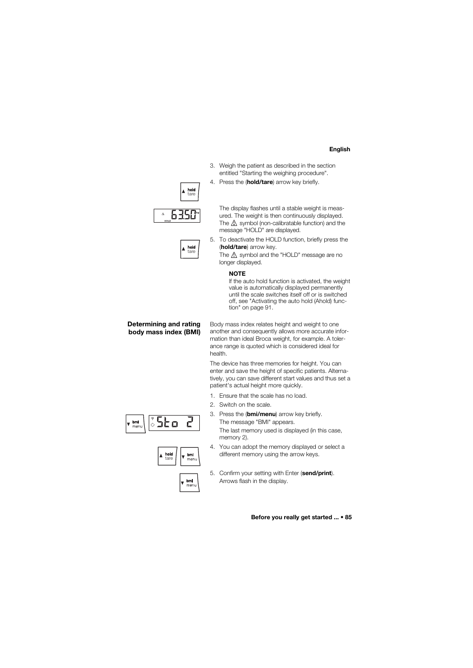 Determining and rating body mass index (bmi) | Seca 685 User Manual | Page 85 / 385