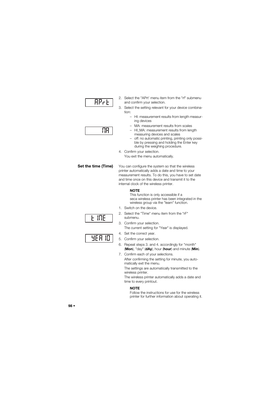 Set the time (time) | Seca 685 User Manual | Page 98 / 385