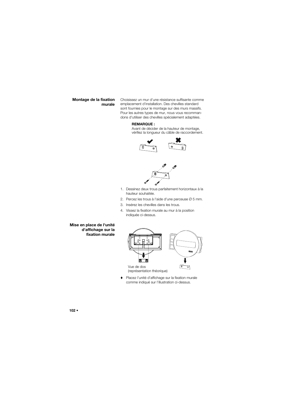 Montage de la fixation murale | Seca 675 User Manual | Page 102 / 292