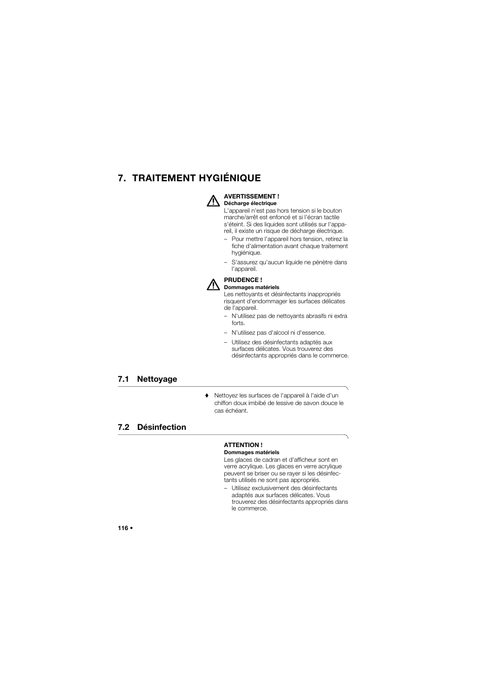 Traitement hygiénique, 1 nettoyage, 2 désinfection | Seca 675 User Manual | Page 116 / 292