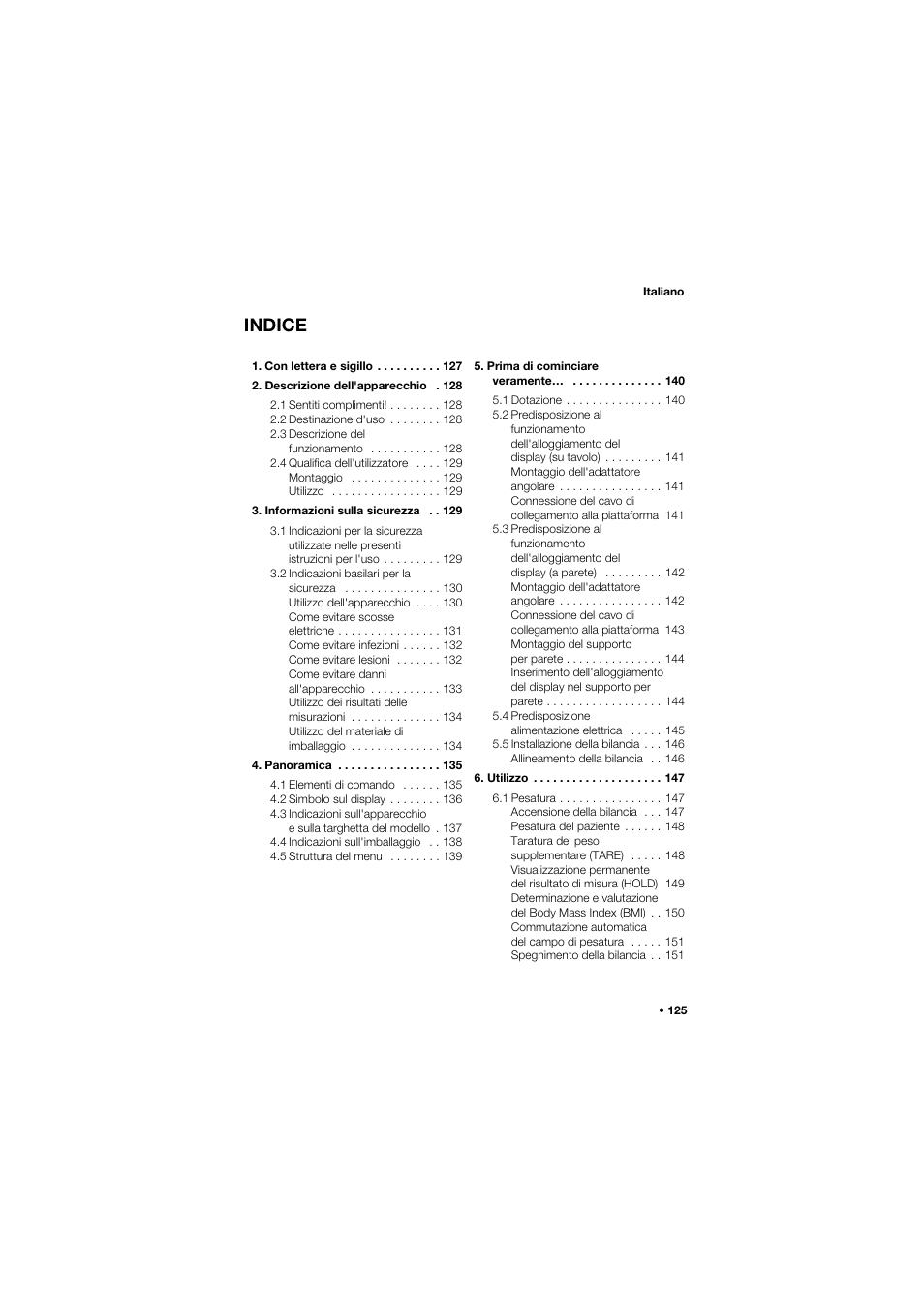 Italiano, Indice | Seca 675 User Manual | Page 125 / 292