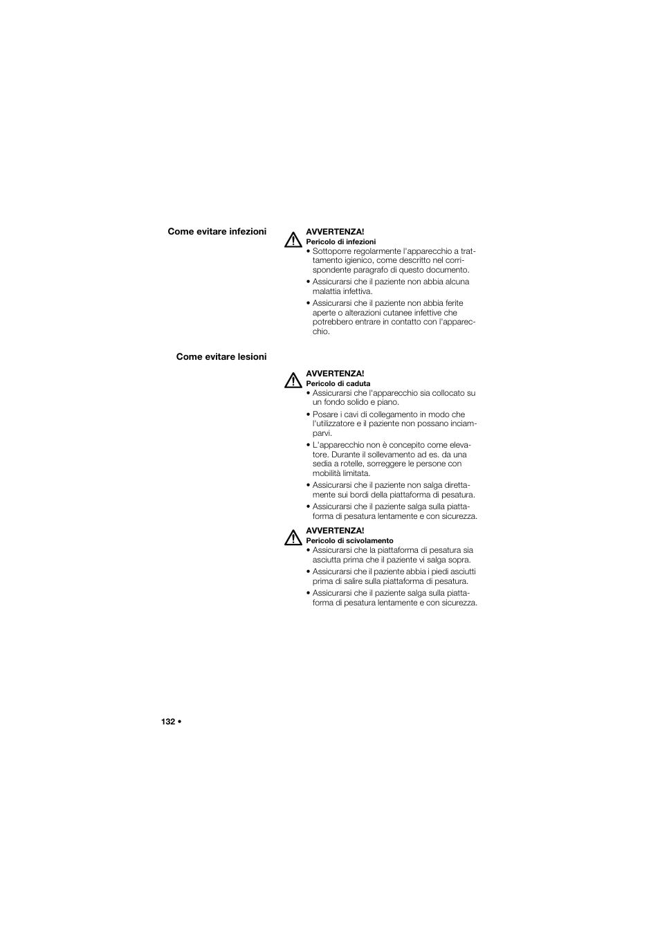Come evitare infezioni, Come evitare lesioni | Seca 675 User Manual | Page 132 / 292