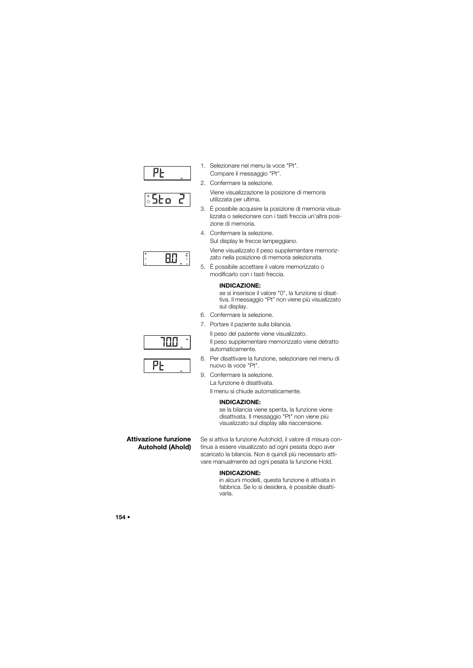 Attivazione funzione autohold (ahold) | Seca 675 User Manual | Page 154 / 292