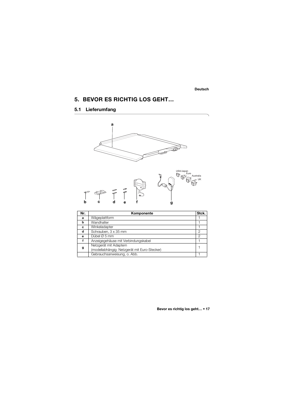 Bevor es richtig los geht, 1 lieferumfang | Seca 675 User Manual | Page 17 / 292