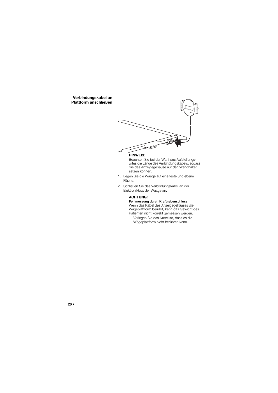 Verbindungskabel an plattform anschließen | Seca 675 User Manual | Page 20 / 292