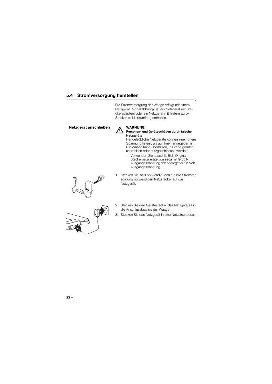 4 stromversorgung herstellen | Seca 675 User Manual | Page 22 / 292