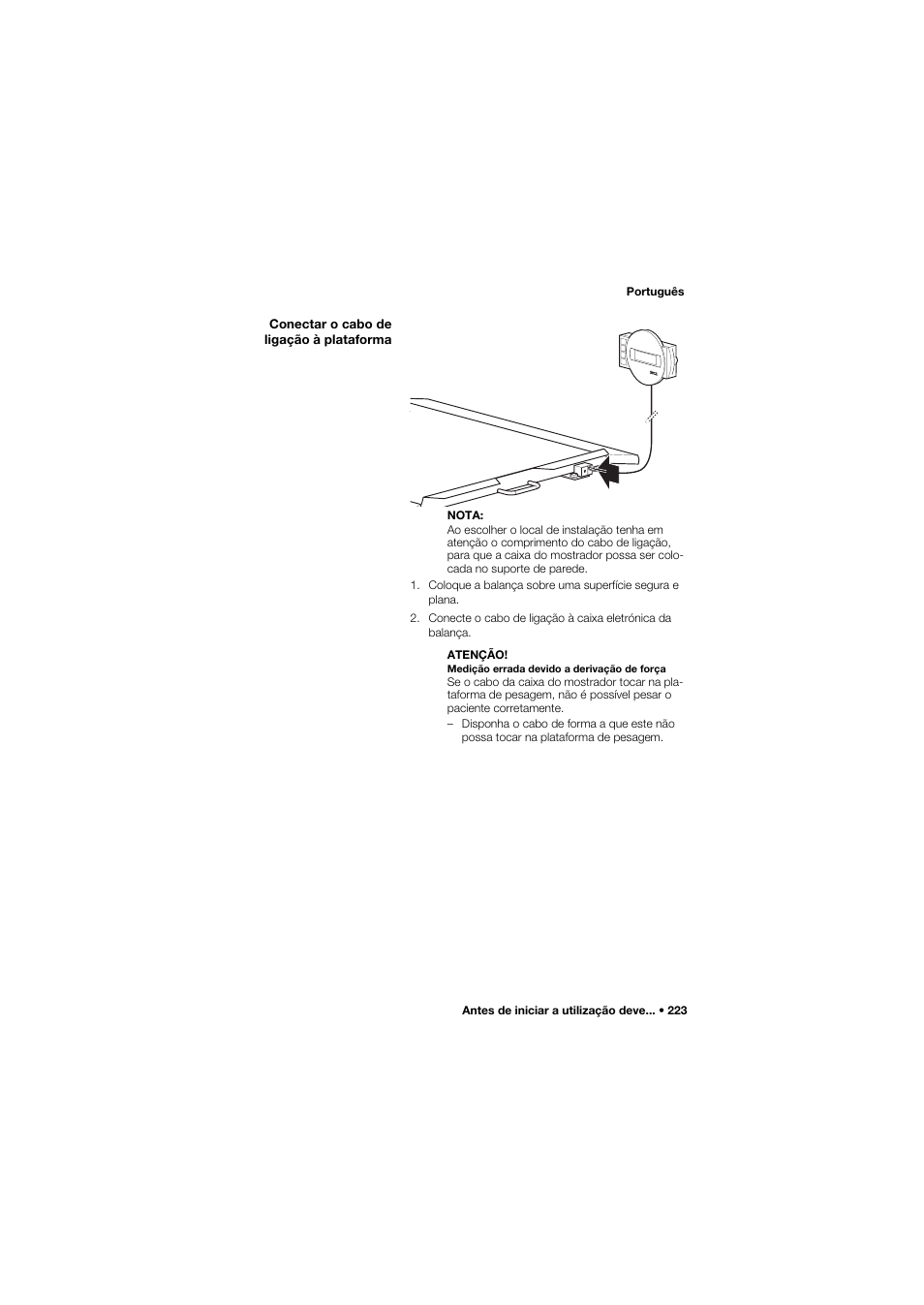 Conectar o cabo de ligação à plataforma | Seca 675 User Manual | Page 223 / 292