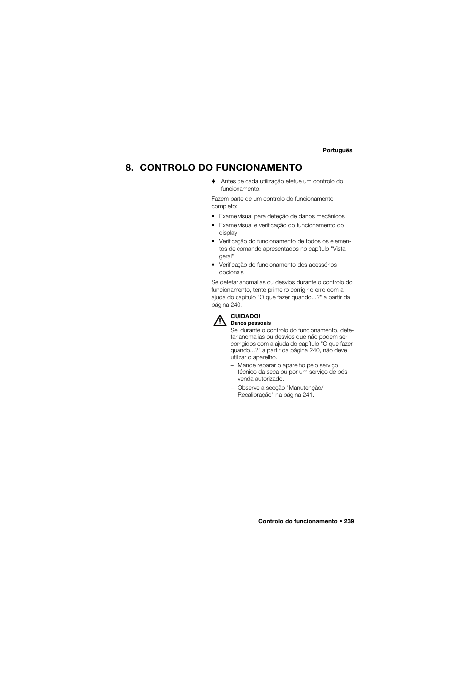 Controlo do funcionamento | Seca 675 User Manual | Page 239 / 292