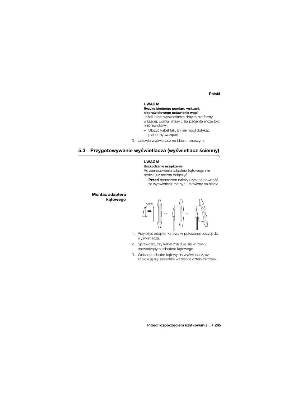 Montaż adaptera kątowego | Seca 675 User Manual | Page 265 / 292