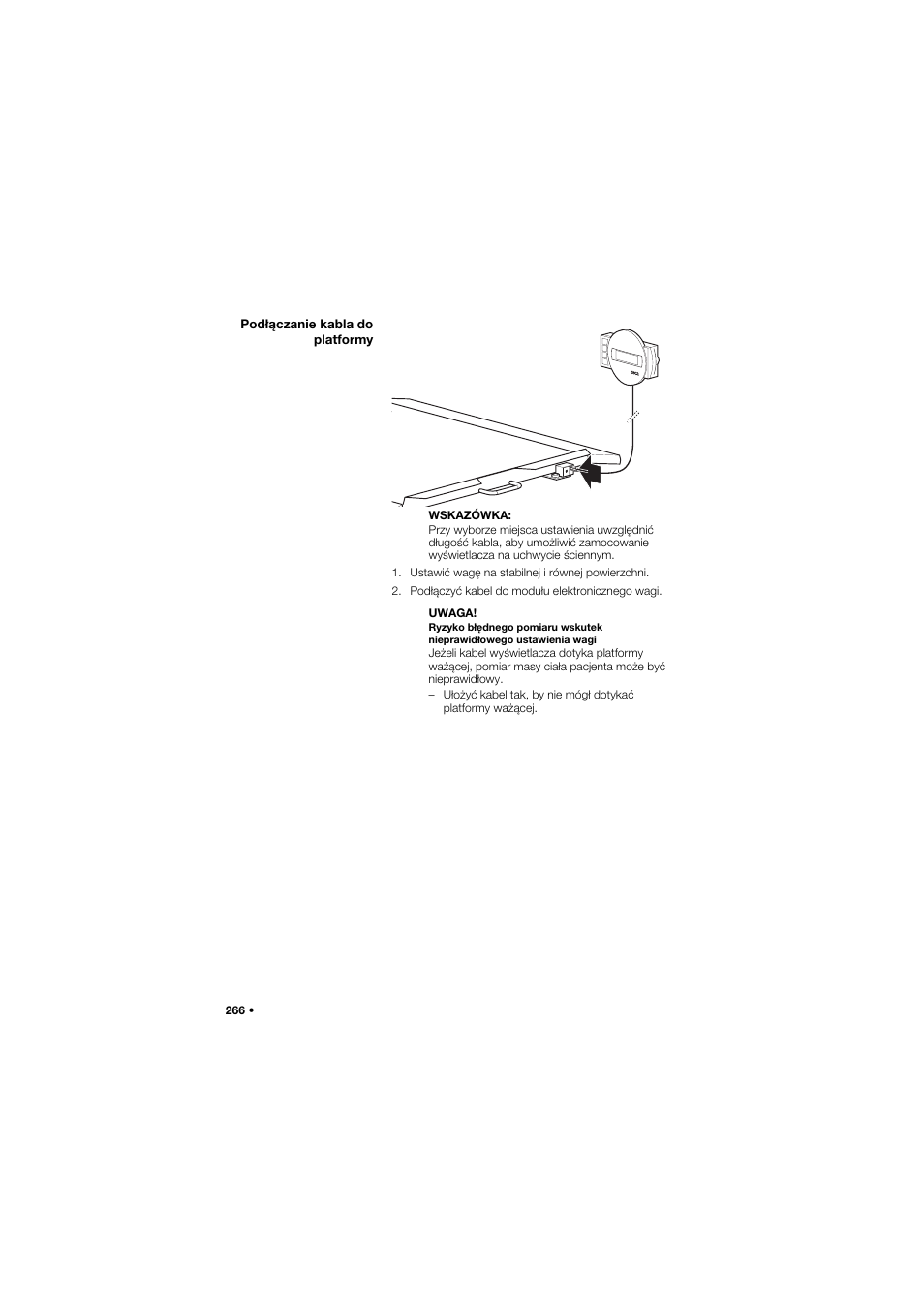 Podłączanie kabla do platformy | Seca 675 User Manual | Page 266 / 292