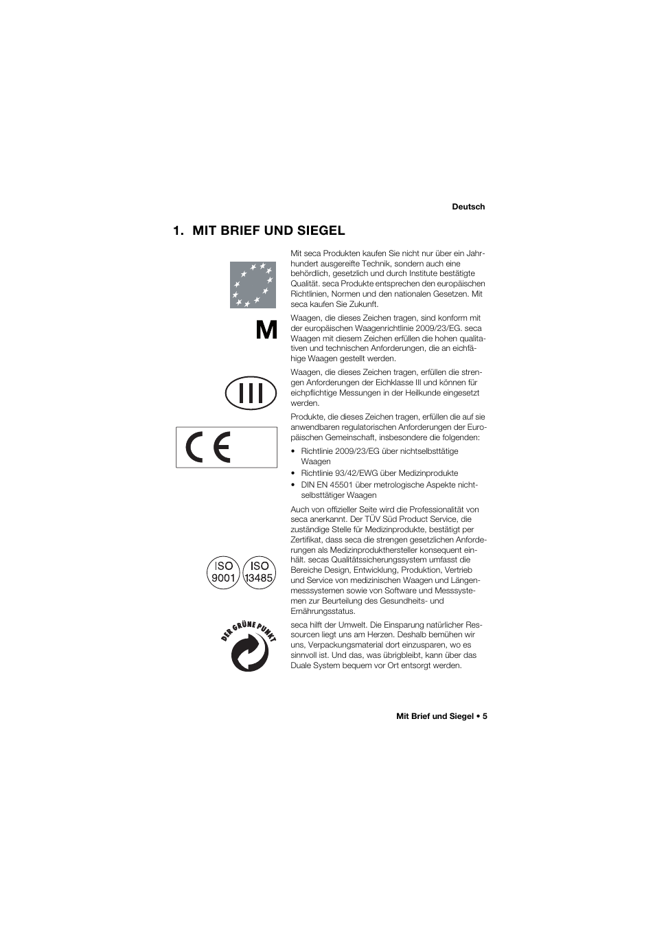 Mit brief und siegel | Seca 675 User Manual | Page 5 / 292