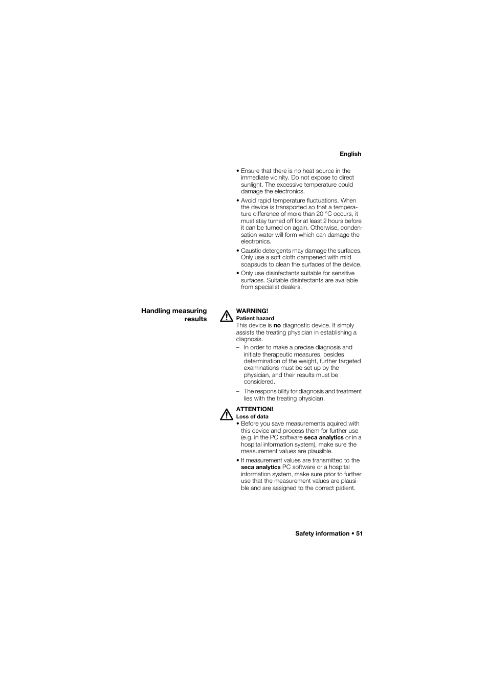 Handling measuring results | Seca 675 User Manual | Page 51 / 292