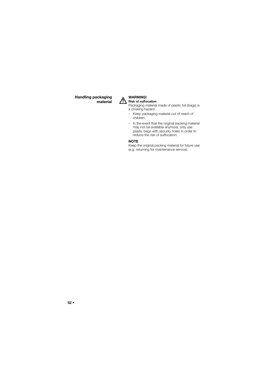 Handling packaging material | Seca 675 User Manual | Page 52 / 292