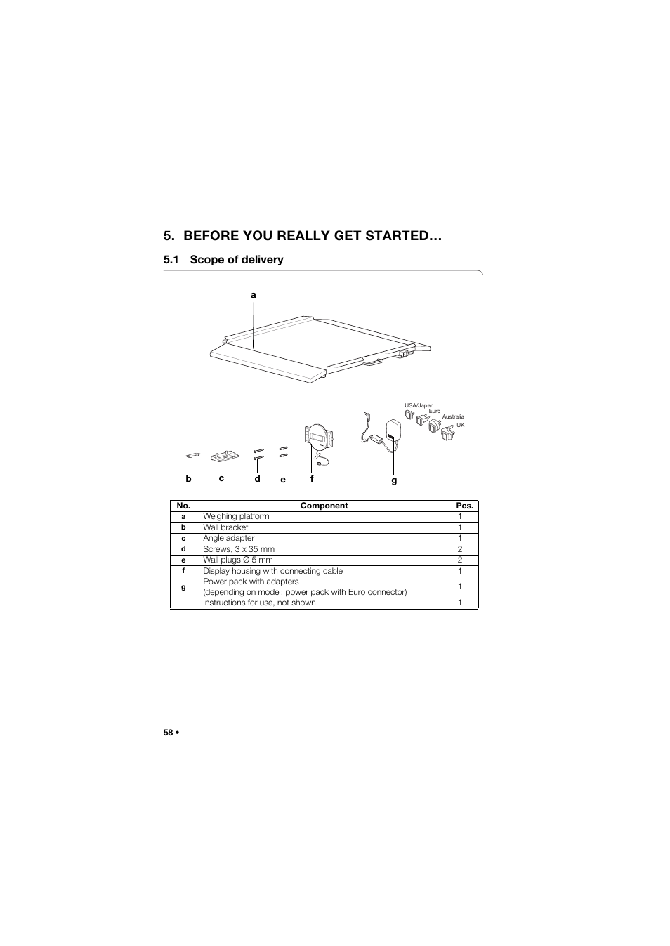 Before you really get started, 1 scope of delivery | Seca 675 User Manual | Page 58 / 292