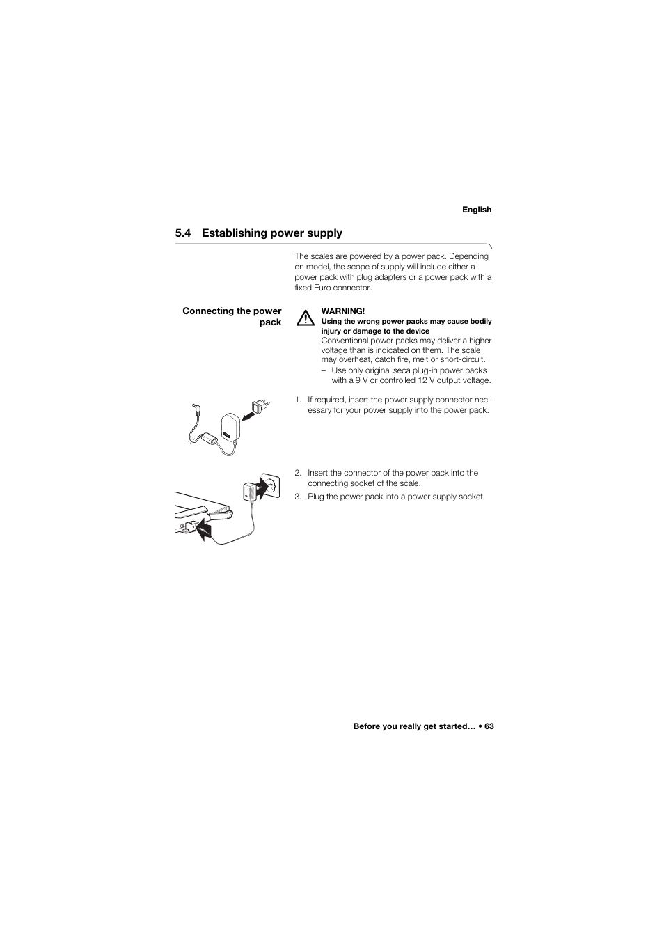 4 establishing power supply | Seca 675 User Manual | Page 63 / 292