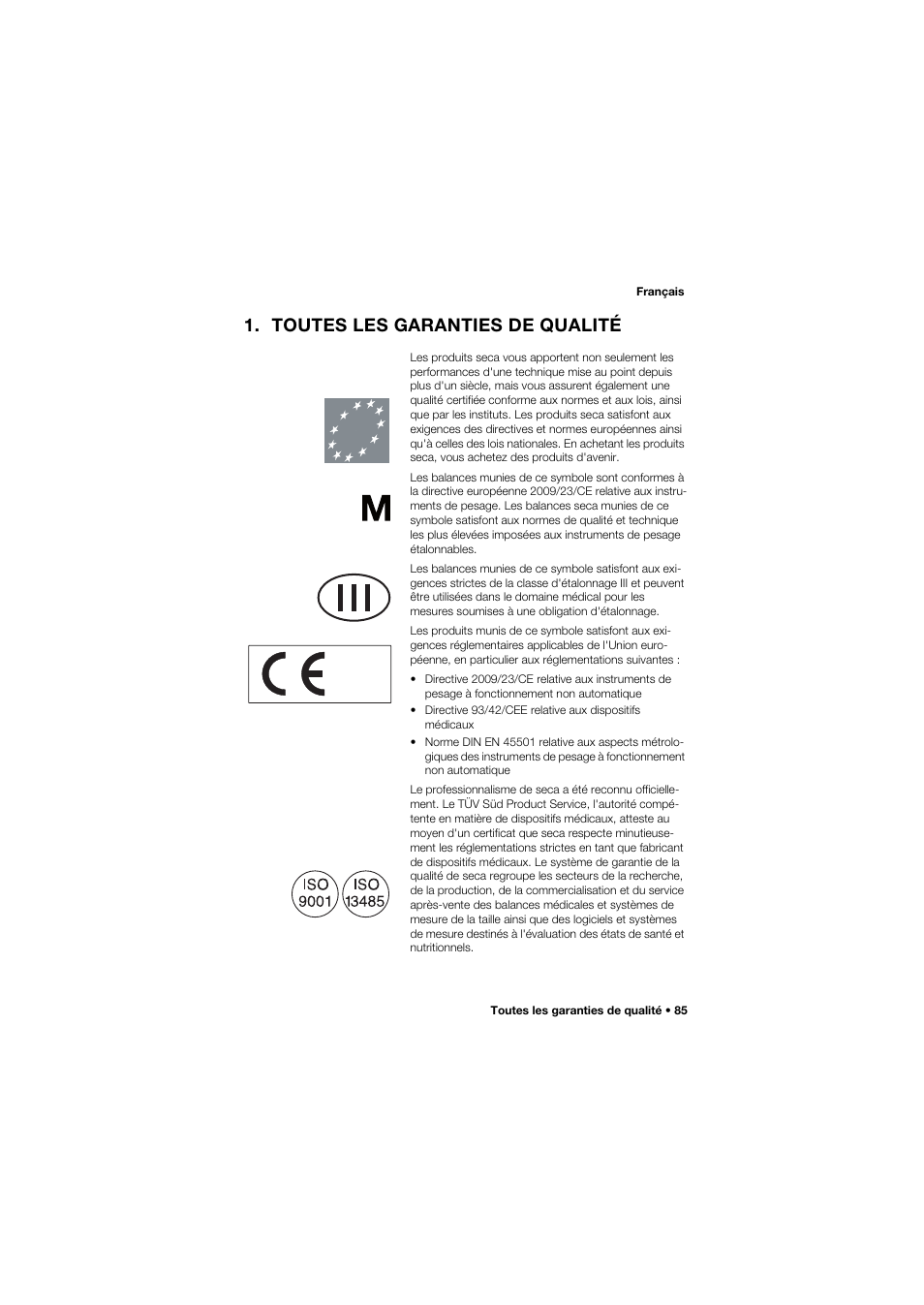 Toutes les garanties de qualité | Seca 675 User Manual | Page 85 / 292