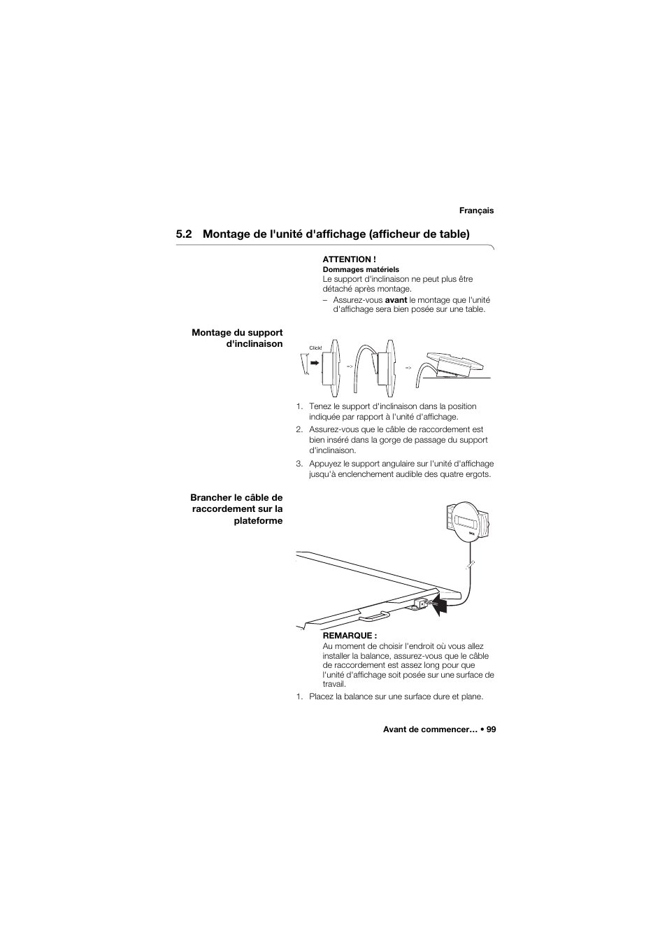Montage du support d'inclinaison | Seca 675 User Manual | Page 99 / 292