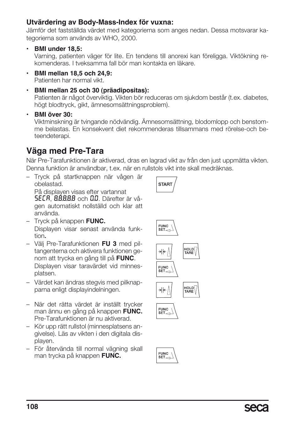 Väga med pre-tara | Seca 675 User Manual | Page 108 / 214
