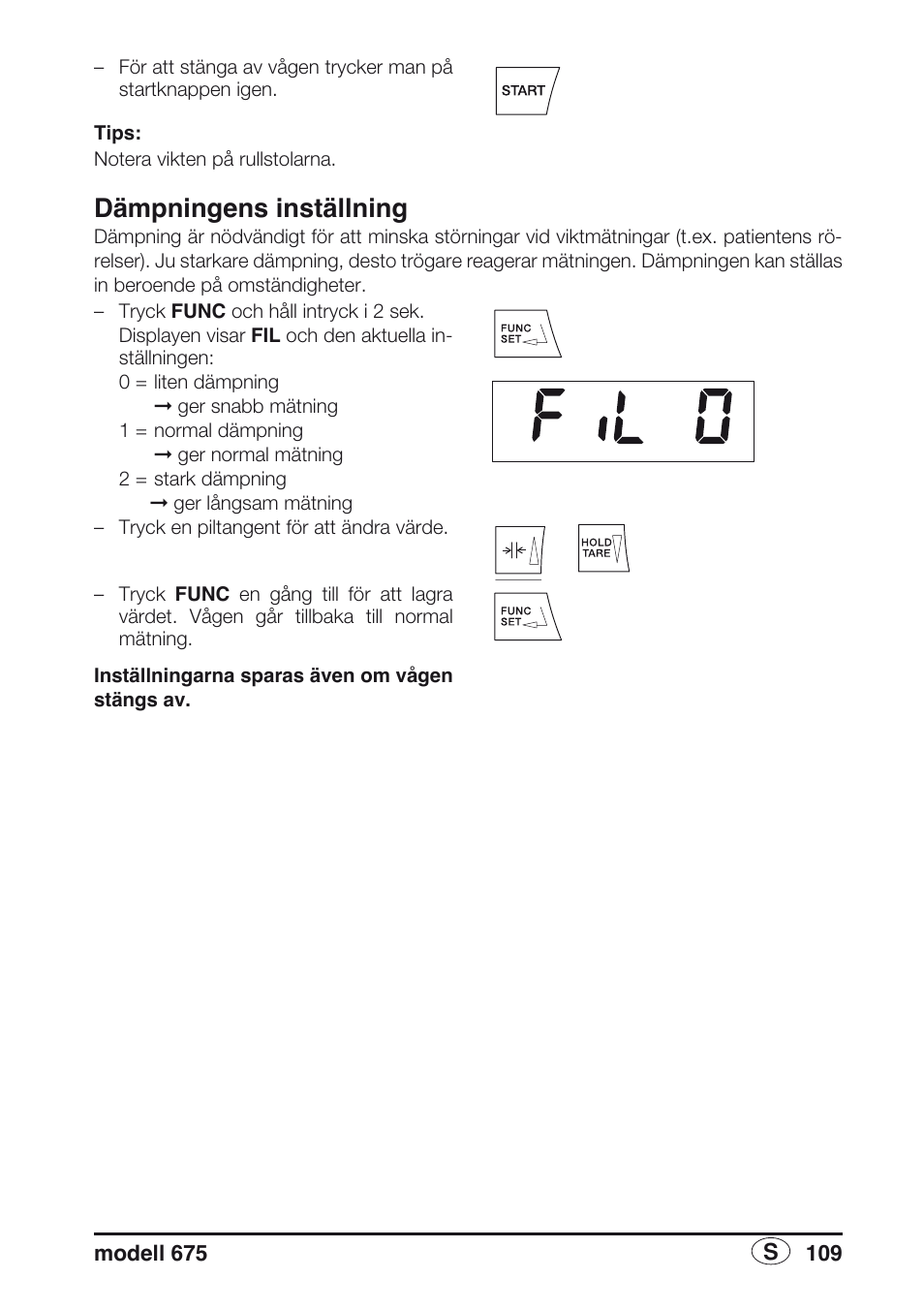 Dämpningens inställning | Seca 675 User Manual | Page 109 / 214