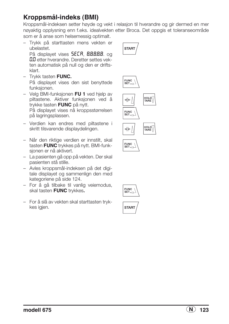 Kroppsmål-indeks (bmi) | Seca 675 User Manual | Page 123 / 214