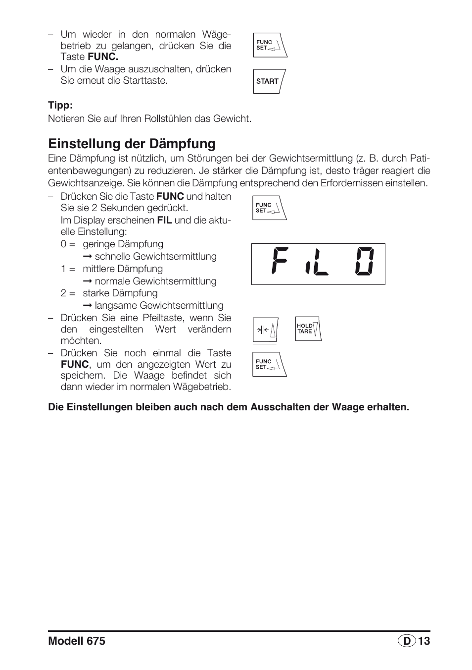 Einstellung der dämpfung | Seca 675 User Manual | Page 13 / 214