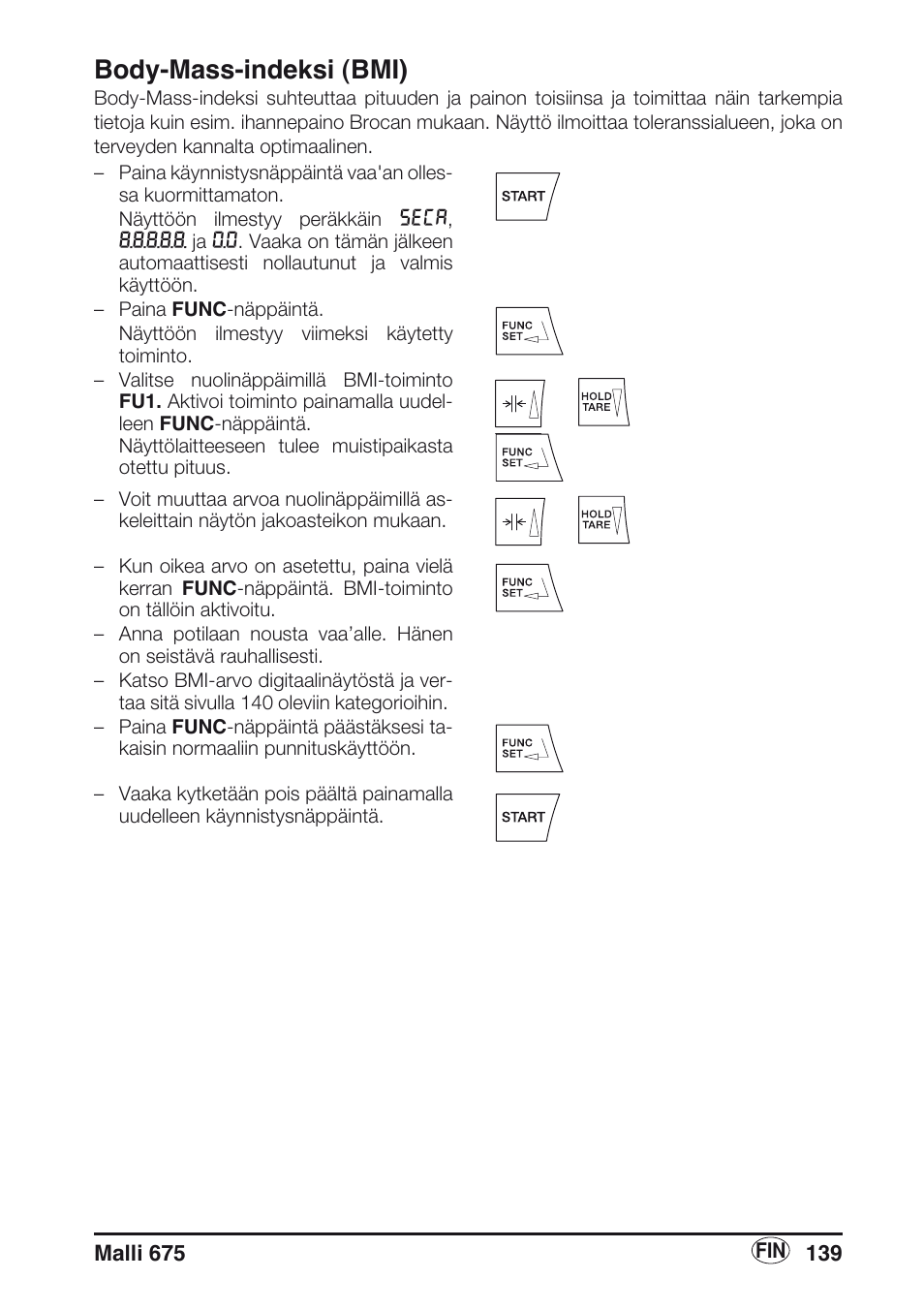 Body-mass-indeksi (bmi) | Seca 675 User Manual | Page 139 / 214