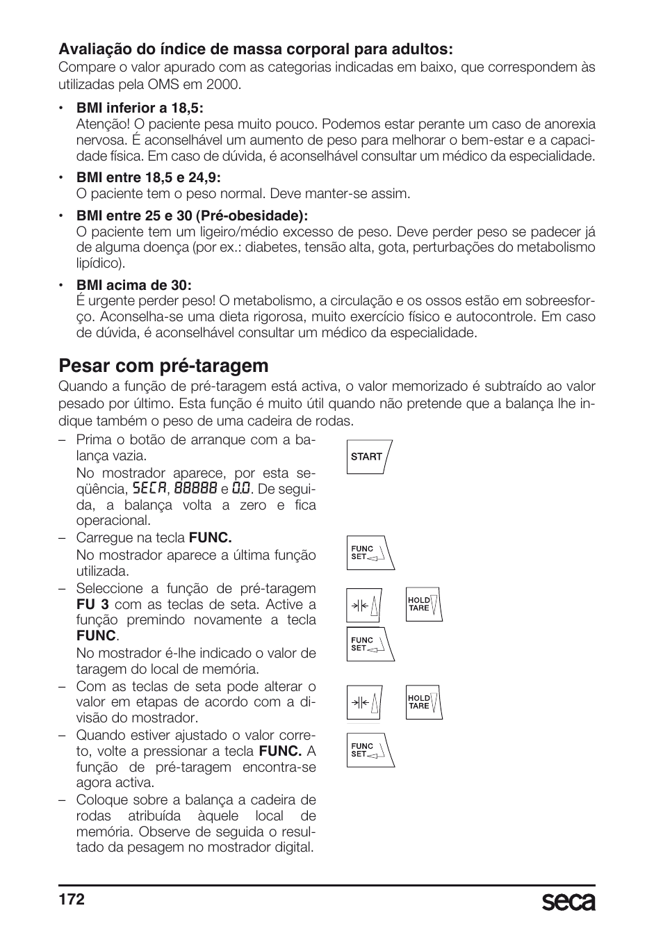 Pesar com pré-taragem | Seca 675 User Manual | Page 172 / 214