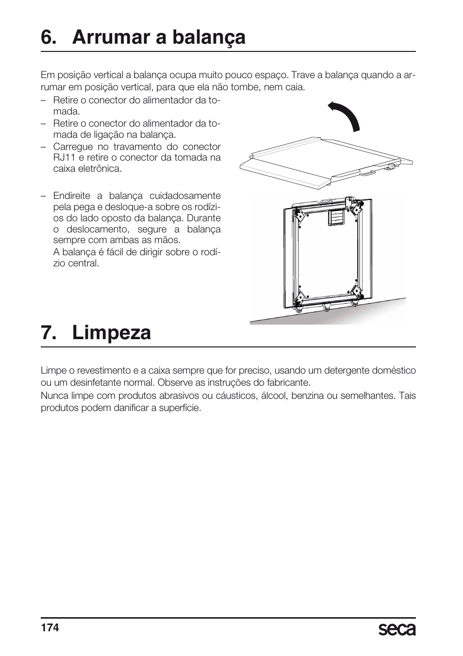 Arrumar a balança, Limpeza | Seca 675 User Manual | Page 174 / 214